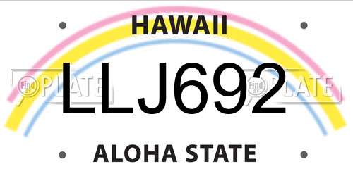 LLJ692 Hawaii License Plate