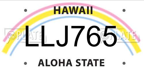 LLJ765 Hawaii License Plate
