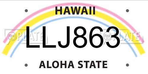 LLJ863 Hawaii License Plate