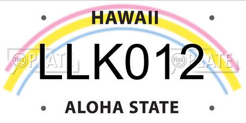 LLK012 Hawaii License Plate