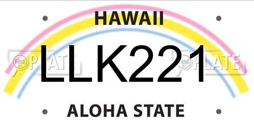 LLK221 Hawaii License Plate