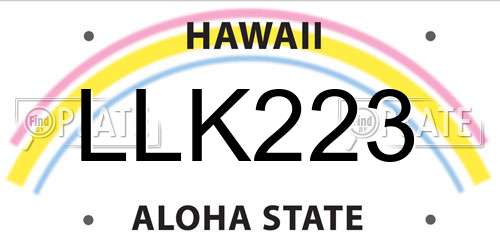 LLK223 Hawaii License Plate