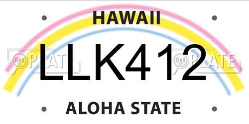 LLK412 Hawaii License Plate