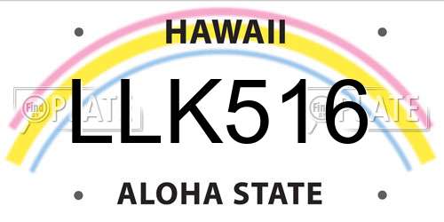 LLK516 Hawaii License Plate