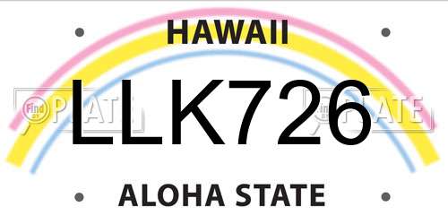 LLK726 Hawaii License Plate