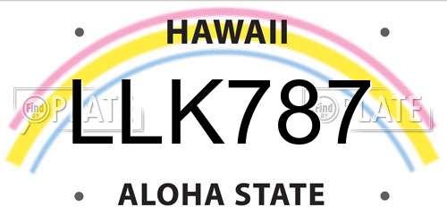 LLK787 Hawaii License Plate