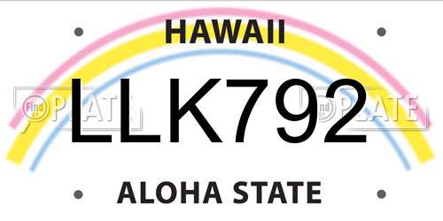 LLK792 Hawaii License Plate