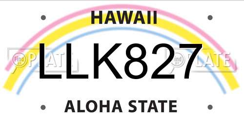 LLK827 Hawaii License Plate