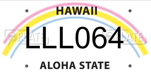 LLL064 Hawaii License Plate