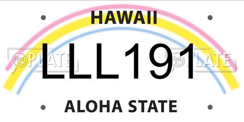 LLL191 Hawaii License Plate