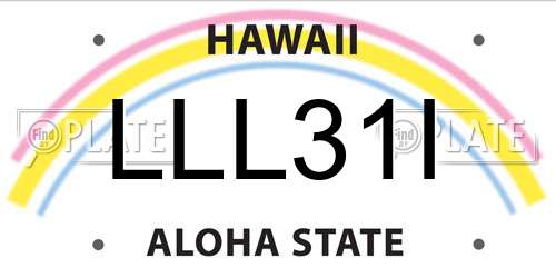 LLL31I Hawaii License Plate