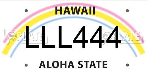 LLL444 Hawaii License Plate