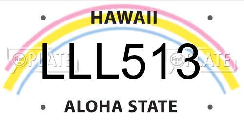 LLL513 Hawaii License Plate