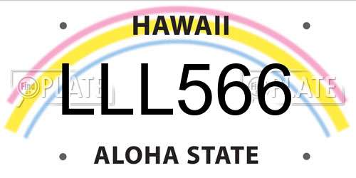 LLL566 Hawaii License Plate