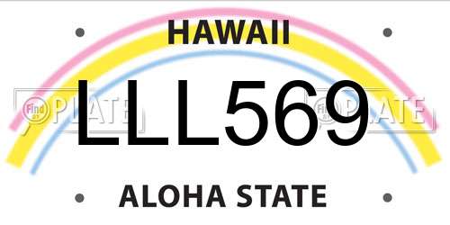 LLL569 Hawaii License Plate