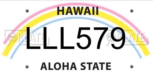 LLL579 Hawaii License Plate