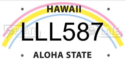 LLL587 Hawaii License Plate