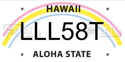 LLL58T Hawaii License Plate