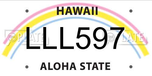 LLL597 Hawaii License Plate