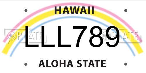 LLL789 Hawaii License Plate