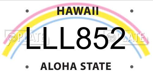 LLL852 Hawaii License Plate