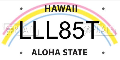LLL85T Hawaii License Plate