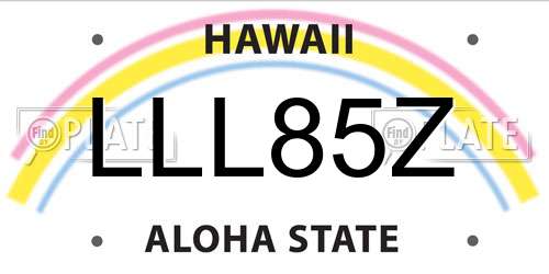 LLL85Z Hawaii License Plate