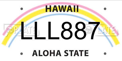 LLL887 Hawaii License Plate