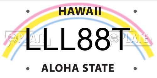 LLL88T Hawaii License Plate
