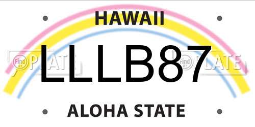 LLLB87 Hawaii License Plate