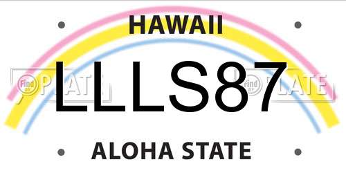 LLLS87 Hawaii License Plate