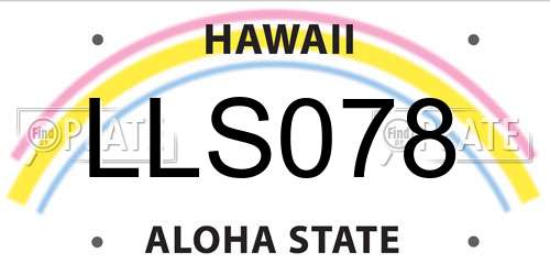 LLS078 Hawaii License Plate