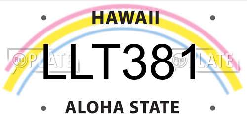 LLT381 Hawaii License Plate