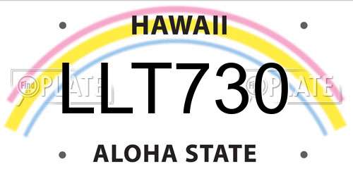 LLT730 Hawaii License Plate