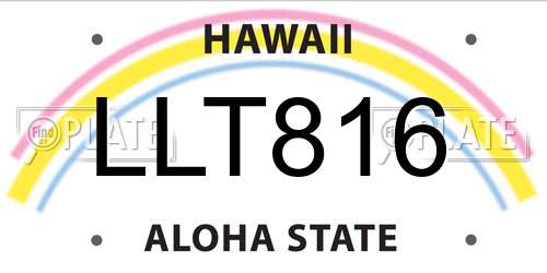 LLT816 Hawaii License Plate