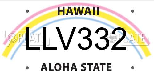 LLV332 Hawaii License Plate