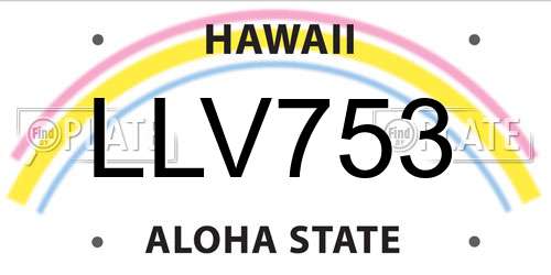 LLV753 Hawaii License Plate