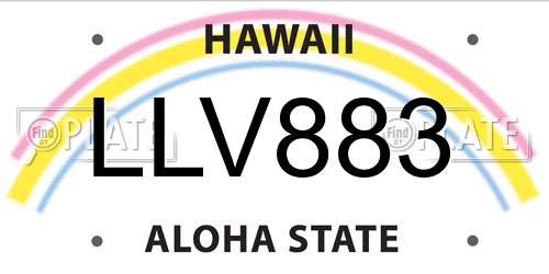 LLV883 Hawaii License Plate