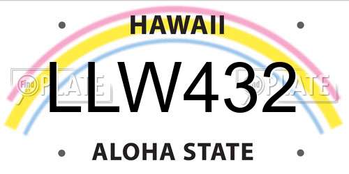 LLW432 Hawaii License Plate