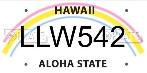 LLW542 Hawaii License Plate