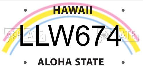 LLW674 Hawaii License Plate