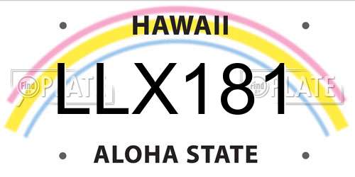 LLX181 Hawaii License Plate