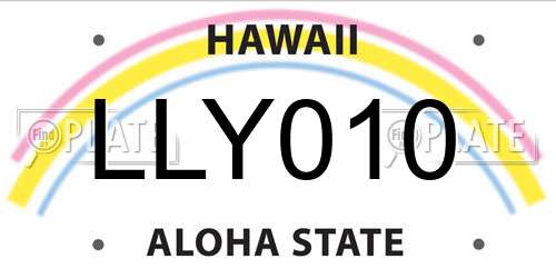 LLY010 Hawaii License Plate