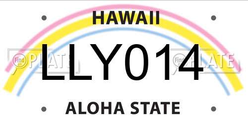 LLY014 Hawaii License Plate