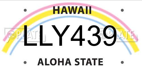 LLY439 Hawaii License Plate