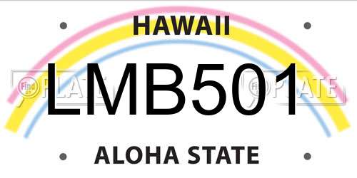 LMB501 Hawaii License Plate
