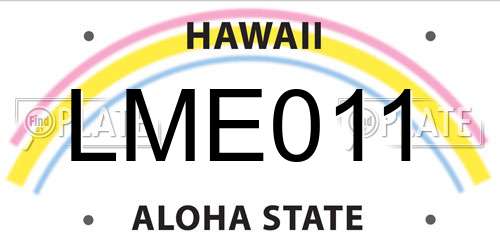 LME011 Hawaii License Plate