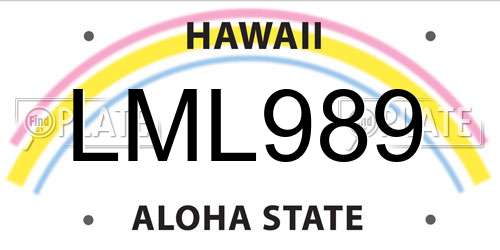 LML989 Hawaii License Plate