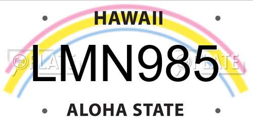 LMN985 Hawaii License Plate