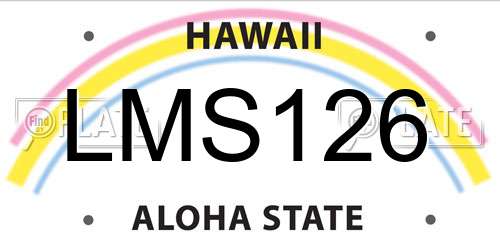 LMS126 Hawaii License Plate